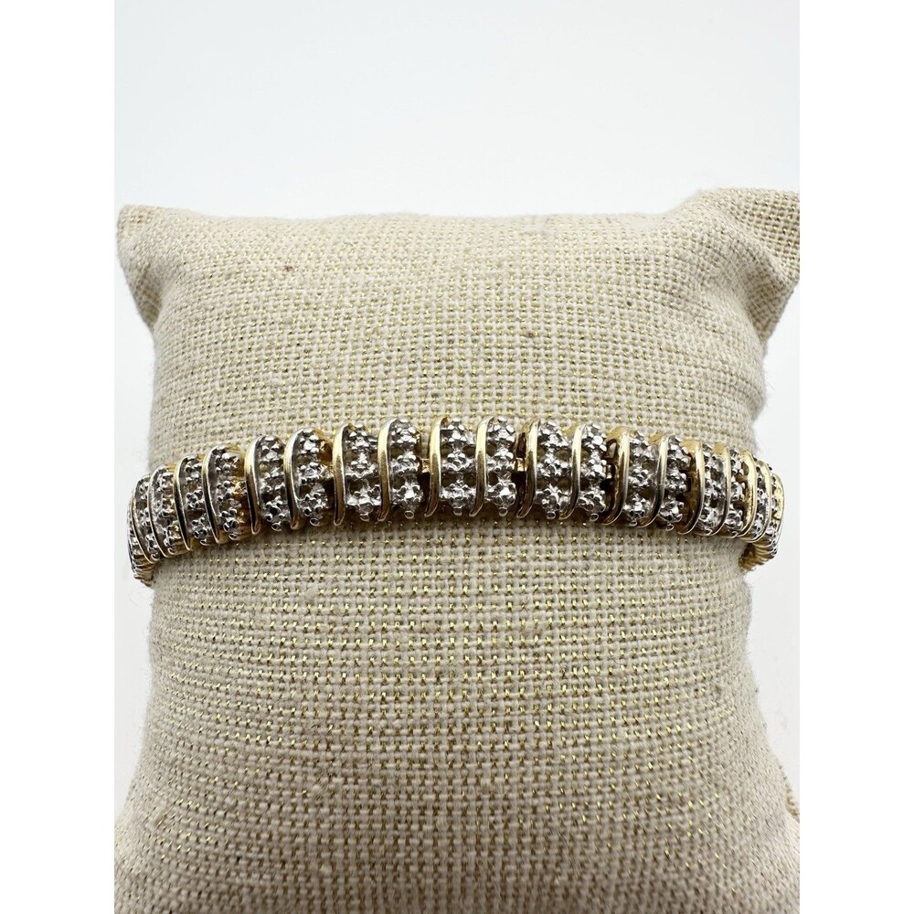 Ross Simons sterling silver gold vermeil genuine diamond tennis Bracelet 7.5”